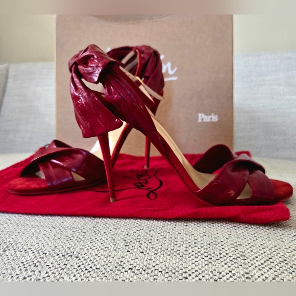 NWB CHRISTIAN LOUBOUTIN Red Exotic Leather/Suede Stiletto Heels 4"/10cm Size:40 - Picture 8 of 15